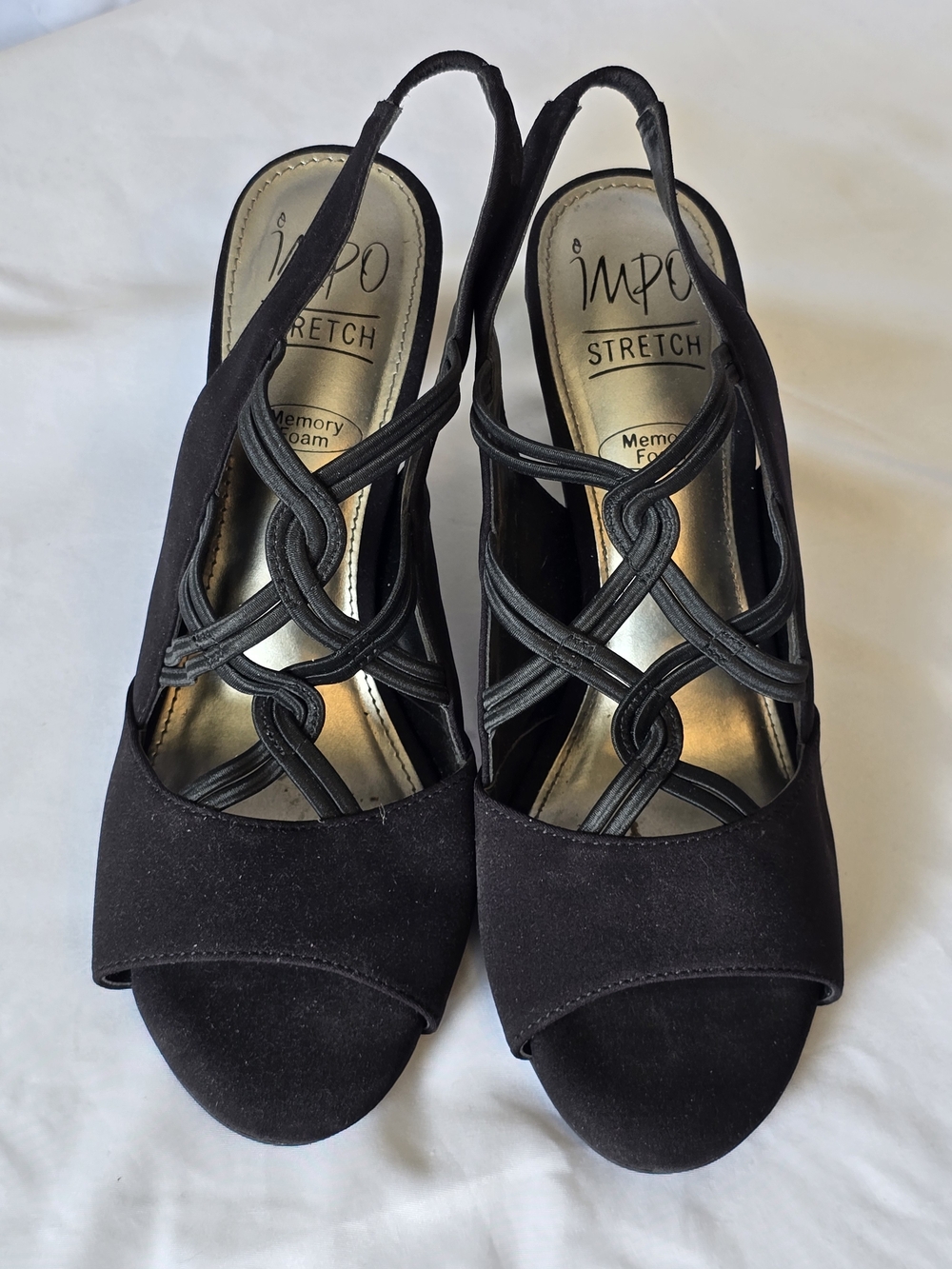 Impo Black Knotted Strap Slingback Heels
